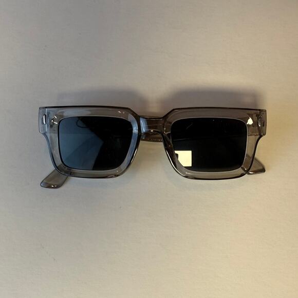 Y2K Grey Square Sunglasses Black Lens Unisex Streetwear UVA UVB - Picture 2 of 8